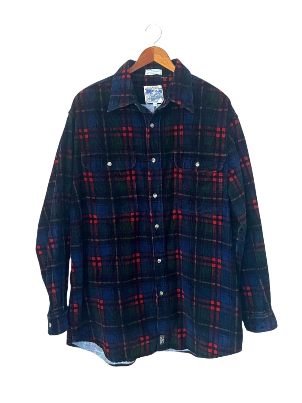 Vintage 90s Northern Spirit Wear The Bay Plaid Corduroy Button Up Shirt L